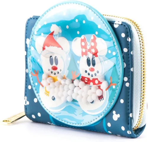 Miniatura 3 de Loungefly X Disney Mickey & Minnie Snow Globe - Cartera con cremallera alrededor, a la moda, para cosplay y Disneybound, Azul