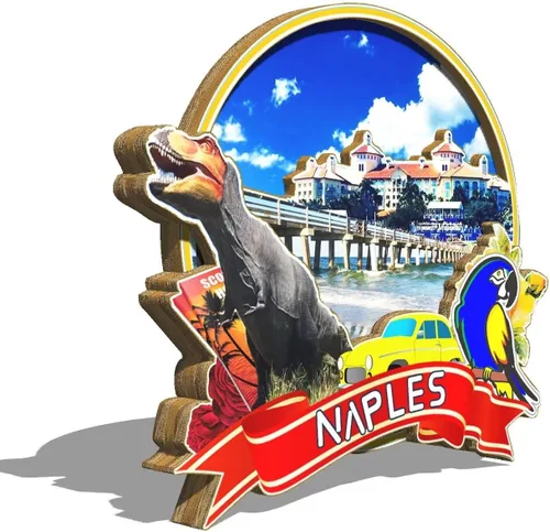 Miniatura 2 de Naples Florida USA Imán para nevera con imán de madera 3D, monumentos de viaje, coleccionables, decoración hecha a mano, 2