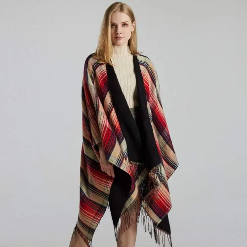 Miniatura 2 de Bakerdani Poncho de pashmina con borla para mujer, suéter de capa
