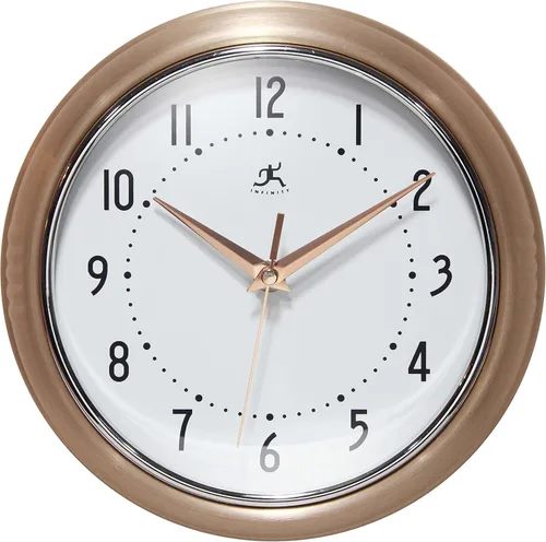 Miniatura 11 de Infinity Instruments Reloj de pared retro de 9 pulgadas, barrido silencioso, sin tictac, moderno, de mediados de siglo, para cocina, comedor