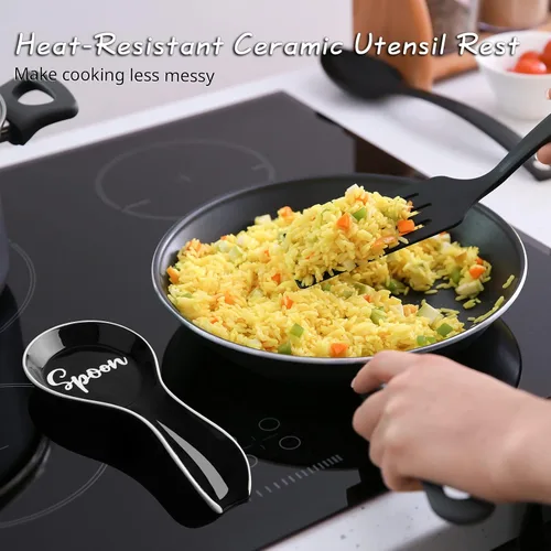 Miniatura 4 de Reposacharas de Cerámica para Estufa, DAYYET Soporte Grande para Cucharas, Reposacharas para Encimera de Cocina, Soporte para Espátula Soporte