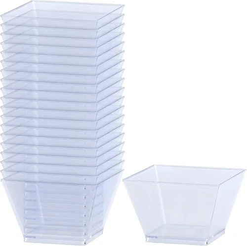 Miniatura 9 de Lillian Tablesettings Cuencos cuadrados de plástico negro, 8 onzas, pequeños cuencos desechables para aperitivos, postres y salsas, pesado, sin BPA