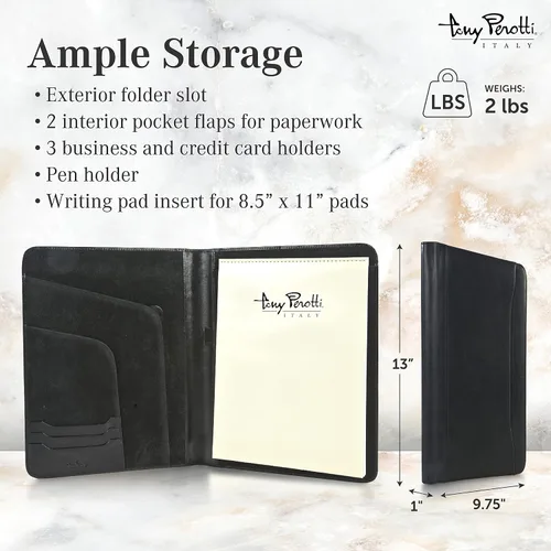 Miniatura 3 de Tony Perotti Portafolio de cuero italiano para hombres y mujeres – 8.5 x 11 pulgadas de cuero genuino – Padfolio profesional de negocios