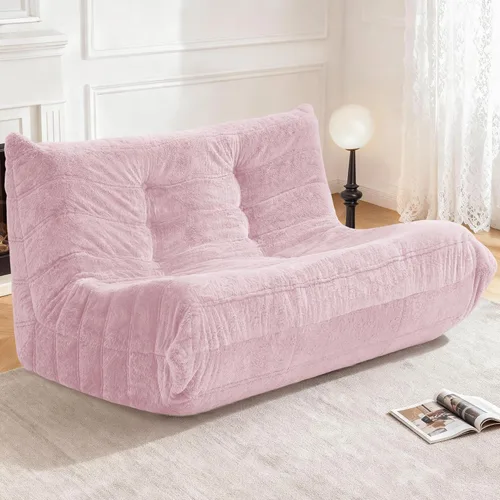 Miniatura 26 de Puf para adultos, silla puf grande, sillón con relleno de espuma viscoelástica para el hogar, apartamento o sala de juegos, gris afelpado Felpa gris