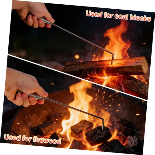 Miniatura 3 de Gancho de carbón para chimenea, herramienta de póquer, pinzas de fuego para herramientas de pozo, pinzas de lugar, lugar de campamento, póquer