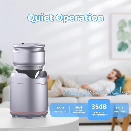 Miniatura 3 de BRIOBITE Máquina de helados, máquina de helado suave recargable con bajo ruido, compacta para 1-2 porciones, perfecta para sorbete, gelato, yogur