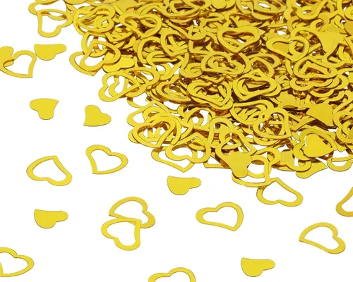 Miniatura 21 de ONLYKXY 1200 piezas de confeti en forma de corazón, decoración de mesa de boda, confeti con purpurina para fiesta de boda (amarillo brillante)