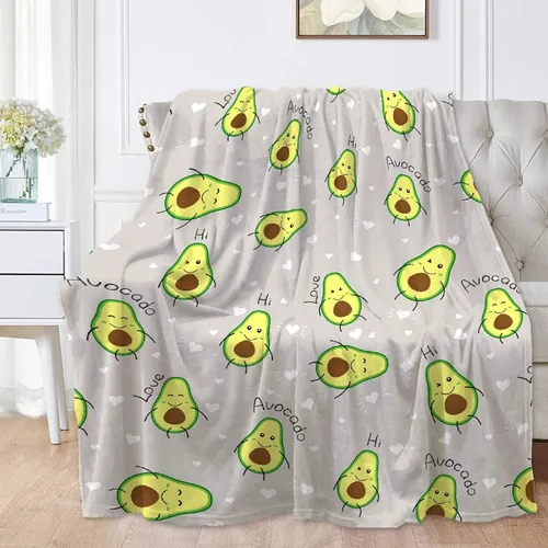 Manta de aguacate súper suave y adorable con dibujos animados de frutas, forro polar, cálida y acogedora, 40 x 30 pulgadas para niños, mascotas