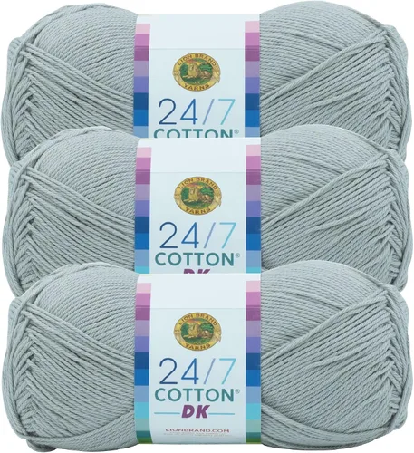 Miniatura 45 de Lion Brand Yarn Estampados DK de algodón 24/7, hilo para tejer, ganchillo y manualidades, azul, paquete de 1 Cotton Yarn for Knitting, Crochet