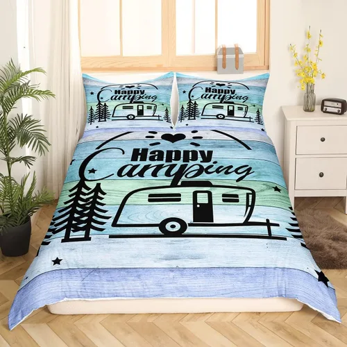 Miniatura 11 de Erosebridal Camper Bedding - Juego de ropa de cama de 2 piezas, estilo rústico de granja, juego de ropa de cama de campamento para adolescentes