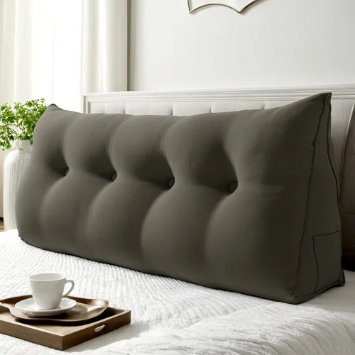 Miniatura 37 de WOWMAX Cabecero de Cama Multifuncional con Almohada Tapizada Doble, Cabecero para Dormitorio Individual XL, Portátil para Dormitorio Universitario