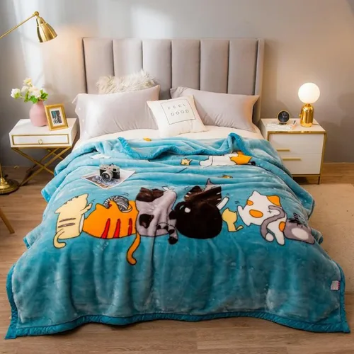 Miniatura 17 de LGYKUMEG - Manta de visón coreana de 59x79 pulgadas, manta suave y cálida de felpa sedosa - Manta reversible de 2 capas Raschel para cama individual