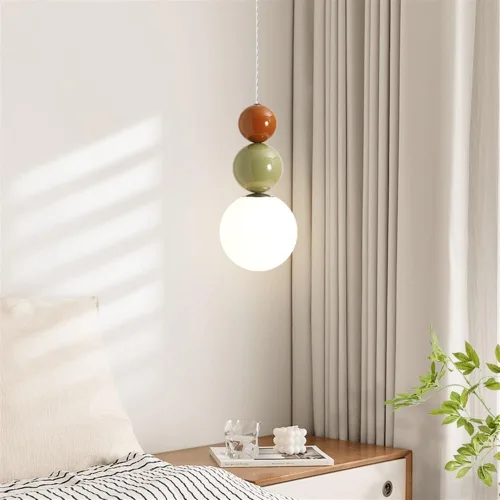 Miniatura 5 de Lámpara colgante de techo estilo granja, lámpara colgante con pantalla de vidrio retro nórdico con cúpula de metal, lámpara de cable ajustable