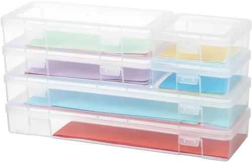 novelinks Contenedores de almacenamiento de plástico transparentes apilables con tapa de cierre - Contenedores de almacenamiento organizadores de 2
