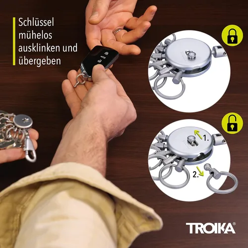 Miniatura 6 de Troika KYR60/MC – Llavero – Incluye Mosquetón – 6 Anillos Intercambiables – Metal/Latón – Mate – Cromo – Unisex Adulto, Plata – TROIKA-Original
