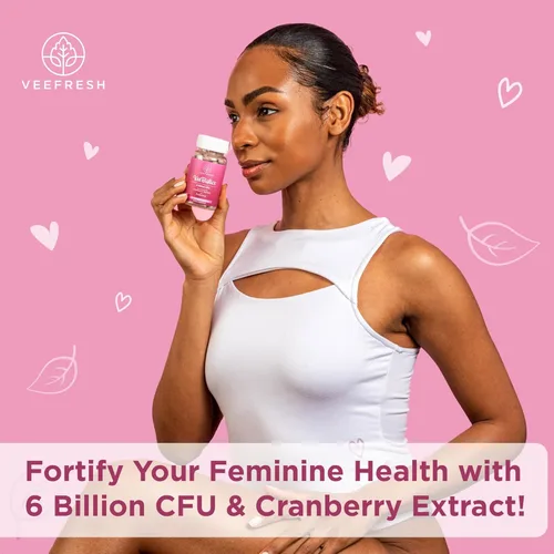 Miniatura 9 de VeeFresh VeeBiotics - Probióticos de arándano para mujeres, 60 cápsulas de probióticos para mujer con prebióticos y extracto de arándano
