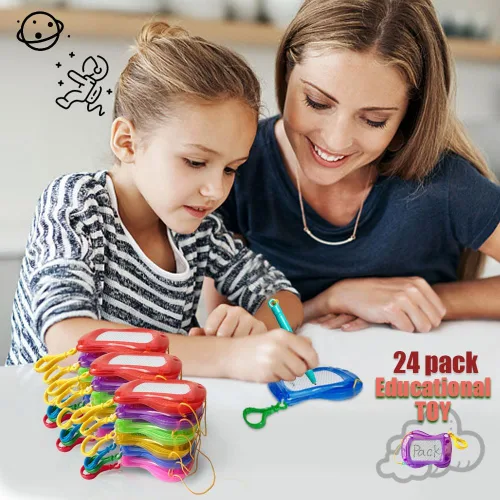 Miniatura 4 de Paquete de 24 mini tableros de dibujo magnéticos con llavero para mochila, juguetes de bocetos borrables al por mayor para niños, aula, regalos