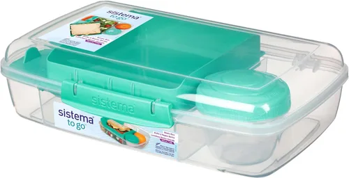 Miniatura 10 de Sistema Recipientes de almacenamiento de alimentos de 5 piezas con 3 compartimentos y tapas para preparación de comidas, aptos para lavavajillas