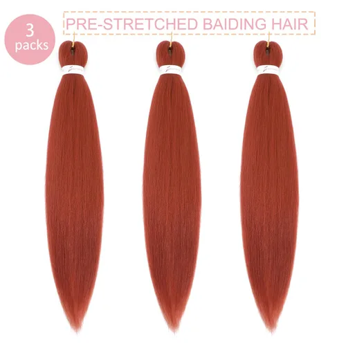 Miniatura 3 de Ginger Braiding Hair Pre Stretched #350 Easy Braids Yaki Texture Professional Synthetic Braiding Hair 30 Inches Hot Water Setting for Box Crochet