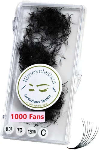 Miniatura 3 de 6D - 0.07 C y D Curl 1000 Abanicos de volumen prehechos sueltos, extensiones de pestañas hechas a mano, suministros de volumen ruso para abanicos