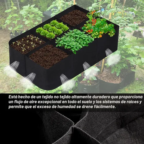 Miniatura 3 de CJGQ Bolsa de cultivo de jardín de tela elevada de 4x2x1 pies para cultivar hierbas, flores y verduras de 55 galones