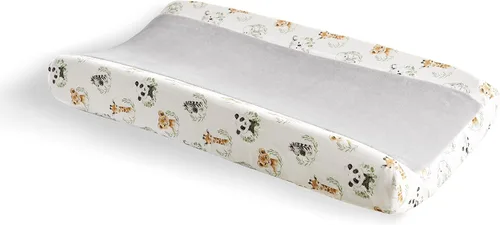 Levtex Baby - Funda para cambiador de pañales Mozambique - Se adapta a la mayoría de cambiadores estándar - Animales de la selva - Felpa gris,