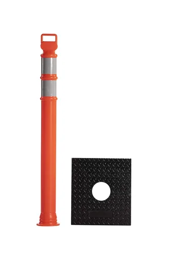 Miniatura 5 de Trafford Industrial - Paquete de 6 postes de delineador de 45 pulgadas, collares reflectantes de 3 pulgadas, base de goma de 10 libras