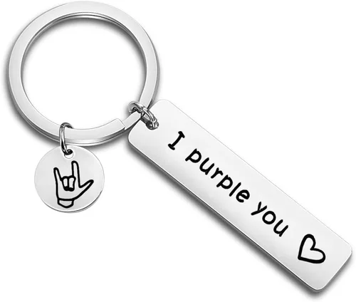 TGBJE Llavero I Purple You con texto en inglés I love you, regalo para novio, día de San Valentín