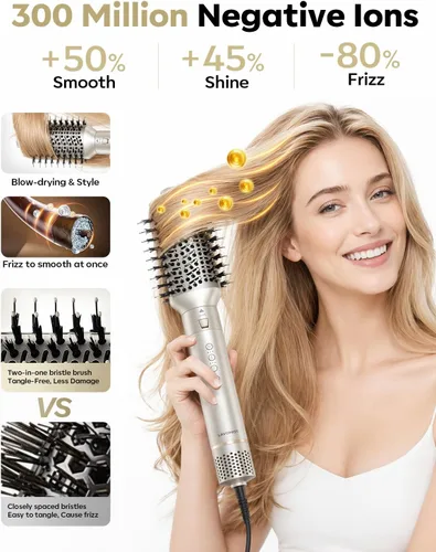 Miniatura 4 de Moldeador de Aire Caliente 8 en 1 de Doble Voltaje y Cepillo Secador de Cabello con Accesorios Alisador y Rizador, 110,000 RPM Secado Rápido Iónico