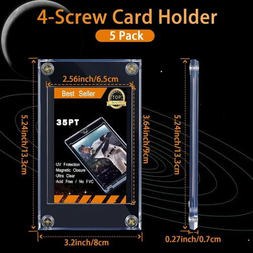 Miniatura 2 de Protector de tarjetas coleccionables de 4 tornillos, fundas de béisbol, protector de tarjetas de acrílico de 35 puntos, funda transparente