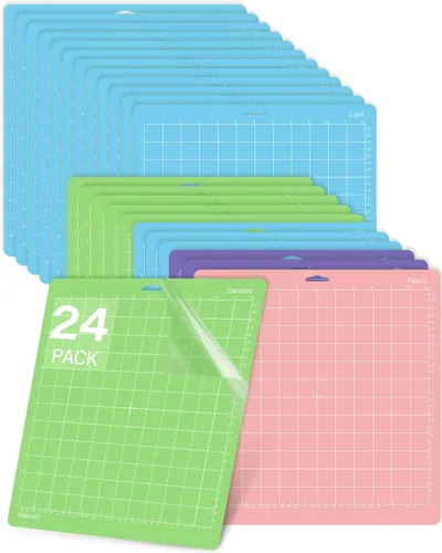 Gwybkq Paquete de 24 alfombrillas de corte variedad y agarre ligero, 12 x 12 pulgadas, compatibles con Cricut Maker 3/Maker/Explore 3/Air 2/Air/One
