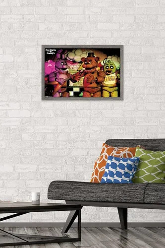 Miniatura 2 de Trends International Five Nights at Freddy's - Póster de pared de banda, 14.725 x 22.375 pulgadas, versión enmarcada de madera de granero
