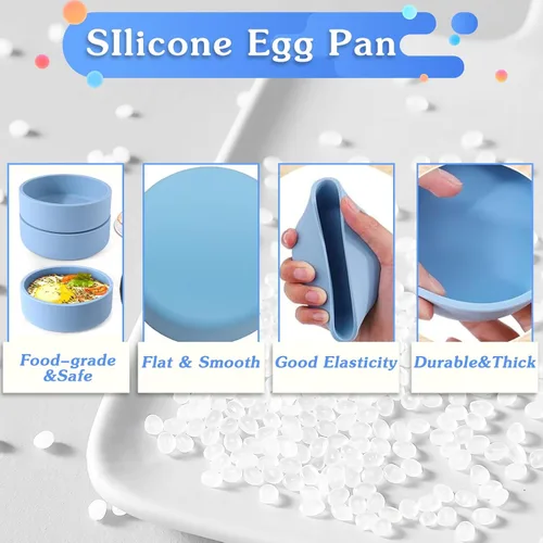 Miniatura 3 de 3 piezas ZHYEEDAA Molde de huevo para freidora de aire, moldes de huevo de silicona, moldes reutilizables individuales para picaduras de huevo, olla