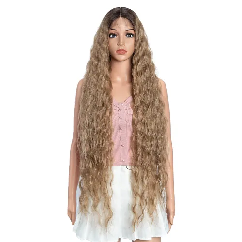 Miniatura 12 de Joedir - Peluca de 30 pulgadas de largo con encaje frontal, cabello ondulado profundo, parte superior, cabello natural superior con abuelitos