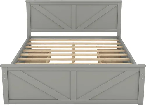 Miniatura 8 de Anwick Cama de plataforma de madera con 4 cajones de almacenamiento, base de cama de plataforma de madera maciza con cabecera y patas de apoyo