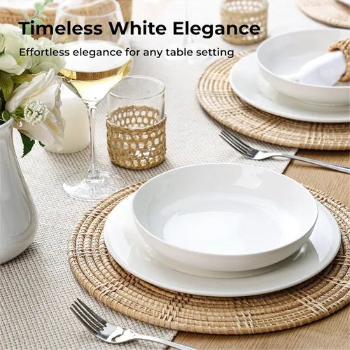 Miniatura 7 de YHY - Juego de 4 cuencos para pasta, platos de ensalada de cerámica de 22 onzas, platos de porcelana poco profundos de 7.8 pulgadas de ancho