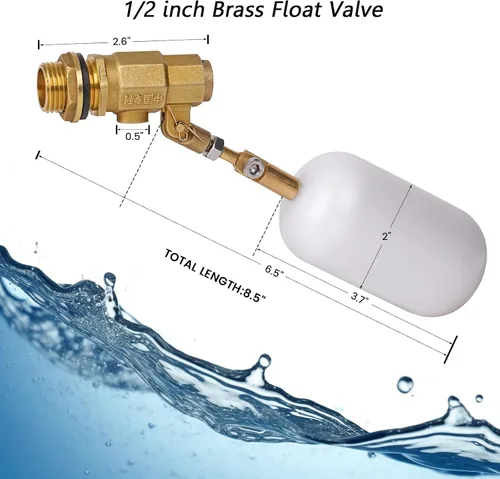 Miniatura 6 de Válvula de flotador de 1/2 pulgada, válvula de latón con válvula de bola de flotador de agua de plástico con brazo ajustable llenado automático