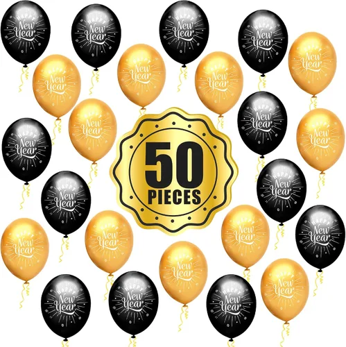 Miniatura 9 de KatchOn, Juego de 50 globos de feliz año nuevo, globos de látex de feliz año nuevo, decoraciones de feliz año nuevo 2026 Suministros para fiesta