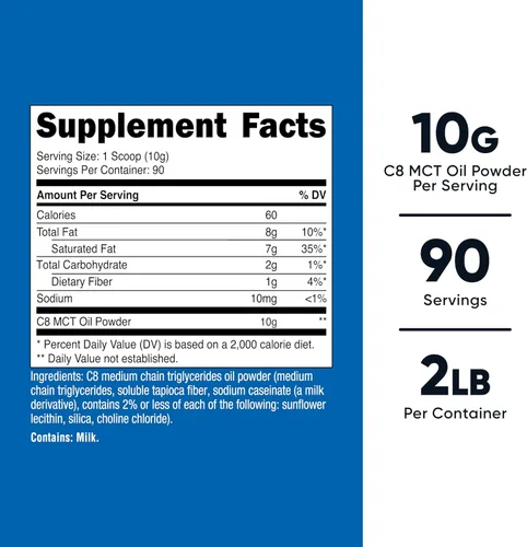 Miniatura 2 de Nutricost Aceite de C8 MCT en polvo 2LBS (0.95kg) - 95% Aceite de C8 MCT en polvo