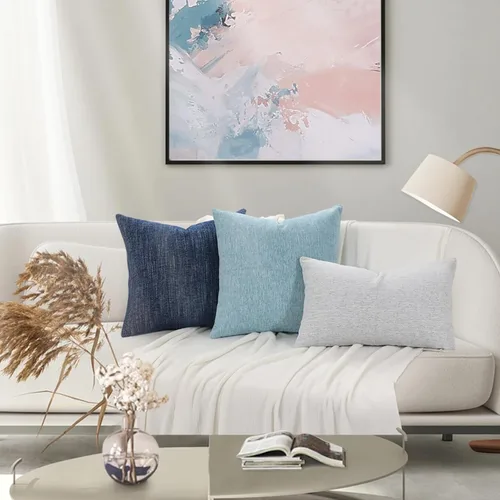 Miniatura 5 de decorUhome Juego de 2 fundas de almohada decorativas de felpilla otoñal de 12 x 20 pulgadas, fundas de almohada lumbares de granja neutra con Azul