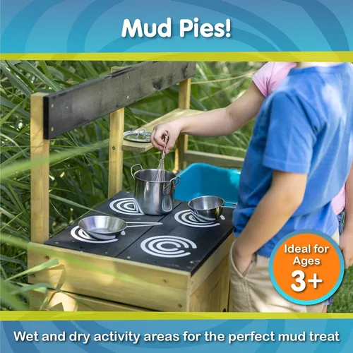 Miniatura 4 de TP Toys Mud Play Kitchen para niños, juguete de madera para interiores y exteriores, juego de cocina para niños pequeños con accesorios, duradero