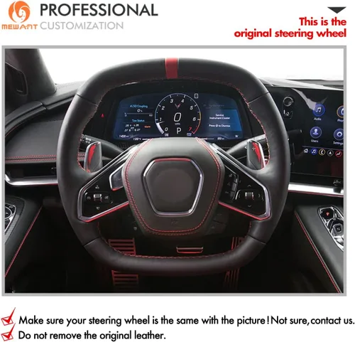Miniatura 2 de MEWANT Funda para volante de automóvil de piel auténtica y gamuza cosida a mano para Chevrolet Stingray Z06 Corvette (C8) 2020-2022