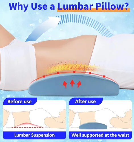 Miniatura 3 de Almohada de Soporte Lumbar para la Cama para Aliviar el Dolor de Espalda: Almohada de Espalda Baja para Dormir - Almohada de Cintura de Espuma Azul