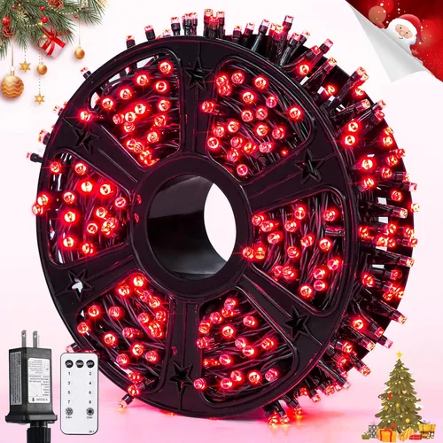 Miniatura 27 de JMEXSUSS 500 luces LED azules de Navidad al aire libre, 173 pies, 8 modos, tira de luces de Navidad, impermeable, luz LED azul para árbol enchufable