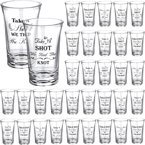 Miniatura 7 de Cunhill Paquete de 36 vasos Take a Shot We Tied the Knot Shot, juego de recuerdos de boda de 1.2 onzas, recuerdo de boda, acrílico divertido