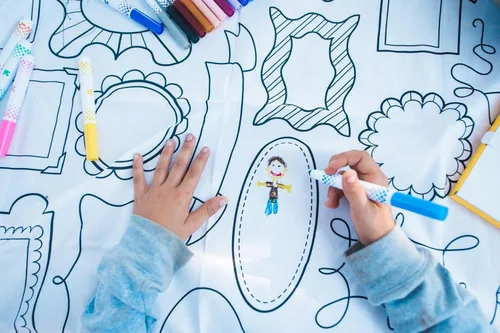 Miniatura 14 de Diseño de mandala, mantel rectangular XL de 60 x 102 pulgadas, mantel interactivo para colorear para niños, tela de poliéster/algodón, lavable