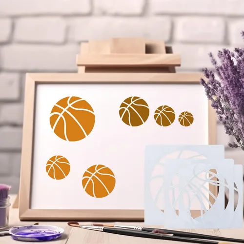 Miniatura 3 de Plantilla de Baloncesto, 8 Piezas Plantillas Grandes de Baloncesto para Pintar, Lindas Plantillas Deportivas Reutilizables de Plástico Plantillas