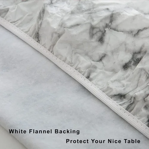 Miniatura 7 de LIBERECOO Mantel redondo de vinilo ajustable con reverso de franela, borde elástico, impermeable, resistente a las manchas, lavable, se adapta a