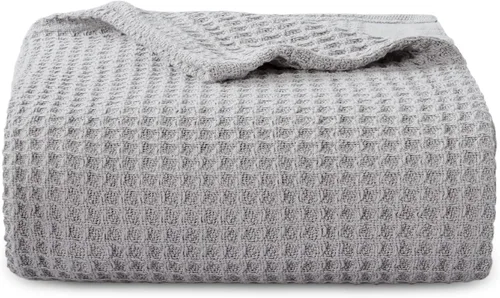 Bedsure Gentlesoft - Manta de 100 % algodón, tamaño Twin XL, para dormitorio universitario, transpirable y suave, manta Twin de tejido waffle para