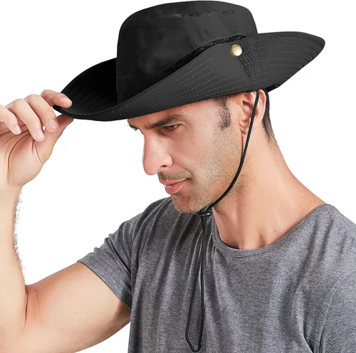 Miniatura 6 de Sun Hats for Men Women UPF 50+ Wide Brim Bucket Hat Waterproof Packable Cowboy Hat for Fishing Beach Safari Gardening Golf